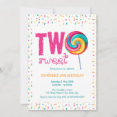 Invitation Deux sucré Lollipop Candy 2e anniversaire (Devant)