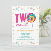 Invitation Deux sucré Lollipop Candy 2e anniversaire (Debout devant)