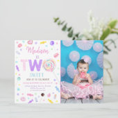 Invitation DEUX sucré Lollipop Candy Deuxième anniversaire (Debout devant)