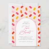 Invitation Deux sucreries Gummy Bear Girls 2e anniversaire (Devant)