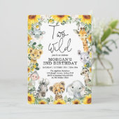 Invitation Deux Sunflower Wild Safari Animaux 2e anniversaire (Debout devant)