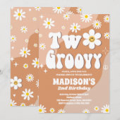 Invitation Deux Super 2e anniversaire Daisy Super Party (Devant / Derrière)