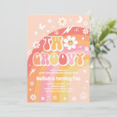 Invitation Deux Super 2e anniversaire Peace Love Party Rainbo (Debout devant)