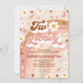 Invitation Deux Super 2e anniversaire Peace Love Party Rainbo (Devant)