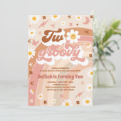 Invitation Deux Super 2e anniversaire Peace Love Party Rainbo (Debout devant)