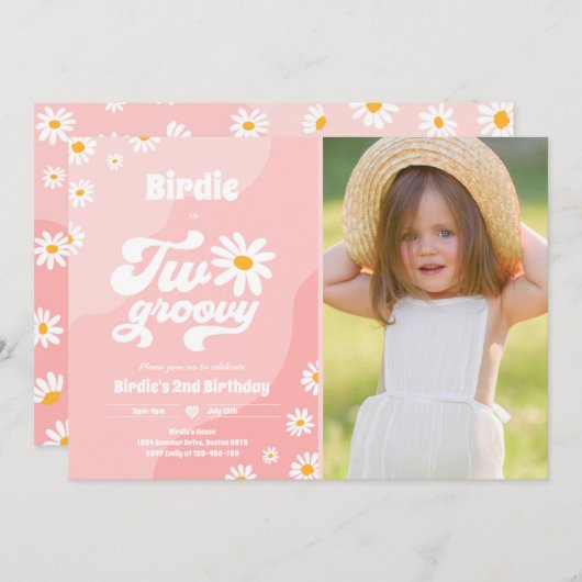 Invitation Deux Super 2ème anniversaire de fête Boho Retro Da (Devant / Derrière)