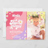 Invitation Deux Super 2ème anniversaire de fête Boho Retro Da (Devant)