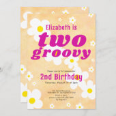 Invitation Deux Super 2ème anniversaire Hippie de puissance F (Devant / Derrière)