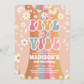 Invitation Deux Super 5e anniversaire Rainbow Peace Love Part (Devant / Derrière)