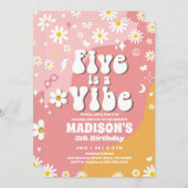 Invitation Deux Super 5e anniversaire Rainbow Peace Love Part (Devant / Derrière)