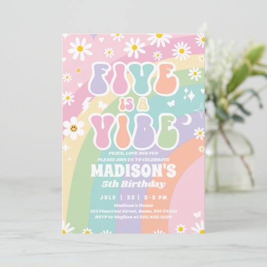 Invitation Deux Super 5e anniversaire Rainbow Peace Love Part (Debout devant)