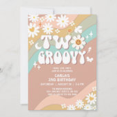 Invitation Deux Super Beige Green Daisy Hippie 2e anniversair (Devant)