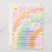Invitation Deux Super Daisy Rainbow 2e fête d'anniversaire (Devant)