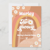 Invitation Deux Super deuxième anniversaire 2e Retro Boho Dai (Devant)