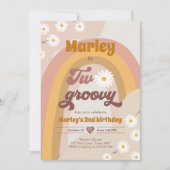 Invitation Deux Super deuxième anniversaire 2e Retro Boho Dai (Devant)