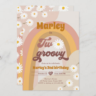 Invitation Deux Super deuxième anniversaire 2e Retro Boho Dai