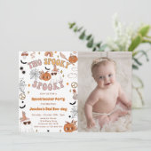 Invitation Deux Super Éffrayants Halloween jolie photo d'anni (Debout devant)