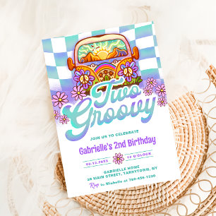 Invitation Deux Super fête d'anniversaire Boho Floral Daisy