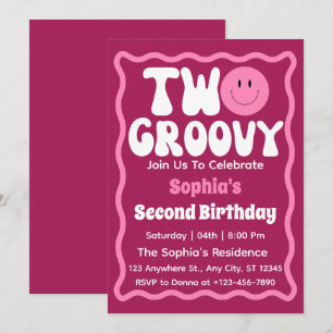 Invitation Deux Super fille 2e anniversaire Retro