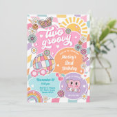 Invitation Deux Super fille Retro Preppy Varsity Anniversaire (Debout devant)