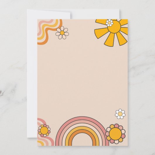 Invitation Deux Super les années 70 Fleur Power Rainbow fête (Dos)