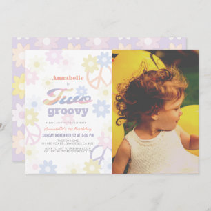Invitation Deux Super Pastel Color Daisy 2e photo d'anniversa