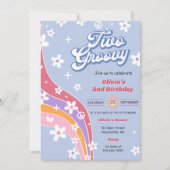 Invitation Deux Super Rainbow Floral 2e fête d'anniversaire (Devant)