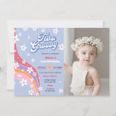 Invitation Deux Super Rainbow Floral 2e fête d'anniversaire P (Devant)