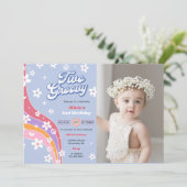 Invitation Deux Super Rainbow Floral 2e fête d'anniversaire P (Debout devant)