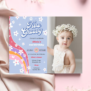 Invitation Deux Super Rainbow Floral 2e fête d'anniversaire P