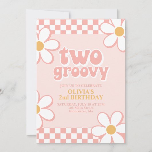 Invitation Deux Super Retro Check Rose Daisy (Devant)