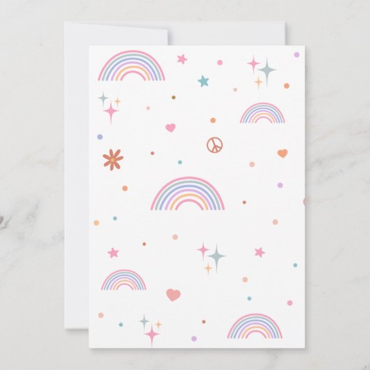 Invitation Deux Super Retro Daisy Rainbow 2e anniversaire (Dos)