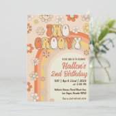 Invitation Deux Super Retro Daisy Rainbow 2e anniversaire (Debout devant)