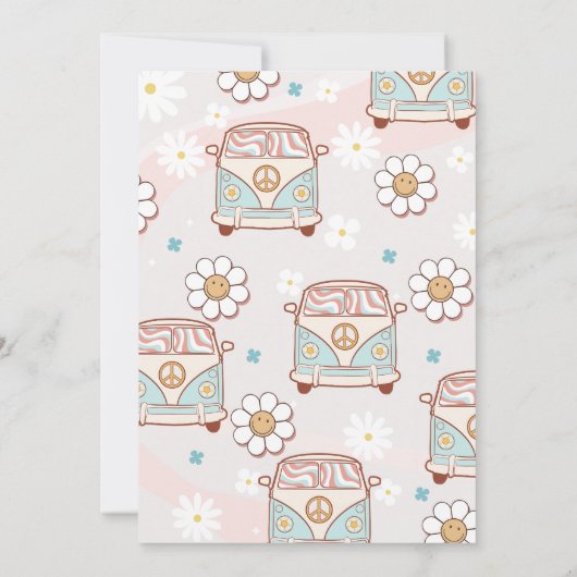 Invitation Deux Super Retro Daisy Rainbow 2e anniversaire (Dos)