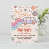 Invitation Deux Super Retro Daisy Rainbow 2e anniversaire (Debout devant)