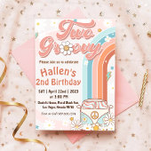 Invitation Deux Super Retro Daisy Rainbow 2e anniversaire