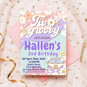Invitation Deux Super Retro Daisy Rainbow 2e anniversaire