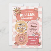 Invitation Deux Super Retro Daisy Rainbow Girl 2e anniversair (Devant)