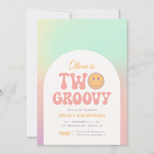 Invitation Deux Super rétro Iridescente 2e anniversaire (Devant)