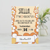 Invitation Deux Super Retro Orange Flower Power 2e anniversai (Debout devant)
