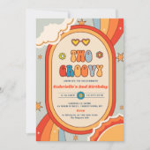 Invitation Deux Super Retro Rainbow 2e fête d'anniversaire (Devant)