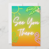 Invitation Deux Superbes Fête de Piscine Néon Tropicale (Dos)