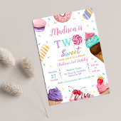 Invitation Deux Sweet 2e Anniversaire Crème glacée, Donuts Pa