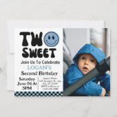 Invitation Deux Sweet Boy 2e photo d'anniversaire (Devant)