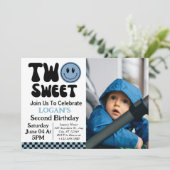 Invitation Deux Sweet Boy 2e photo d'anniversaire (Debout devant)