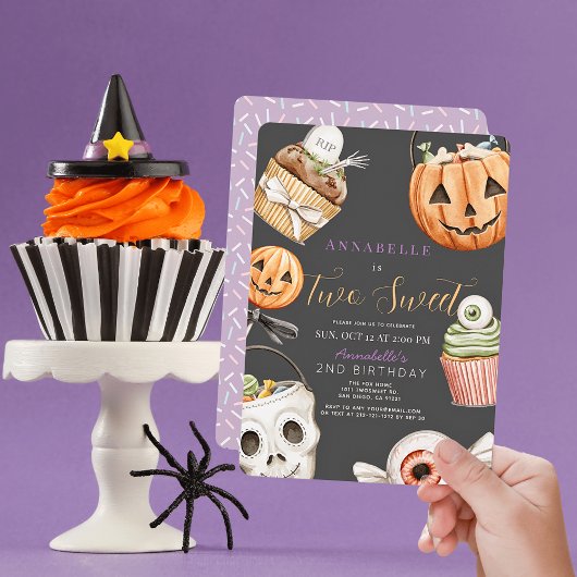 Invitation Deux Sweet Halloween Sweets Girl 2e anniversaire