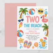 Invitation Deux The Beach Tropical 2e fête d'anniversaire (Devant / Derrière)