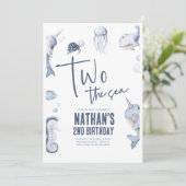 Invitation Deux The Sea Ocean 2e anniversaire de fête Invitat (Debout devant)