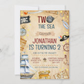 Invitation Deux The Sea Pirate Ship 2e fête d'anniversaire (Devant)