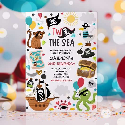 Invitation Deux The Sea Pirate Ship 2e fête d'anniversaire